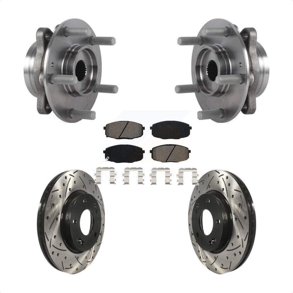 Kit de plaquettes de Rotor de frein, roulement de moyeu avant, fente percée, pour Kia Forte Hyundai Elantr