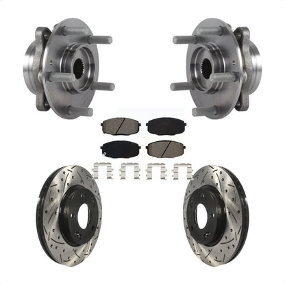 Kit de plaquettes de Rotor de frein, roulement de moyeu avant, fente percée, pour Kia Forte Hyundai Elantr