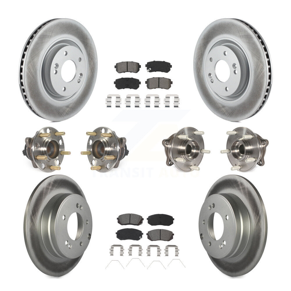 Kit de rotor et de plaquettes de frein à disque revêtus de roulement de moyeu avant et arrière (10 pièces) pour Kia Optim