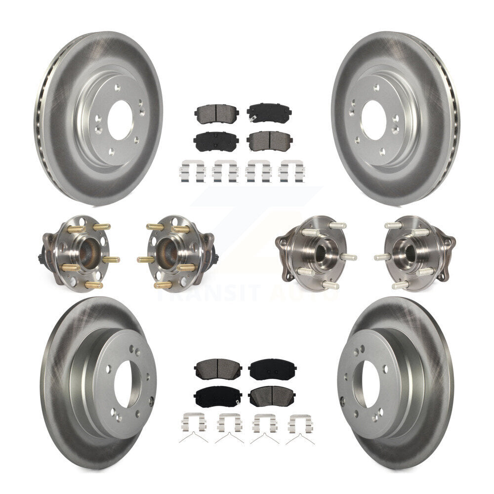 Kit de rotor et de plaquettes de frein à disque revêtus de roulement de moyeu avant et arrière (10 pièces) pour Kia Optim