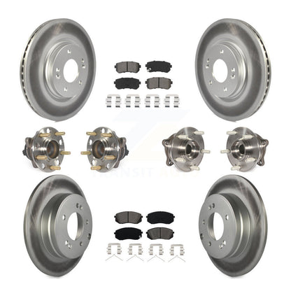 Kit de rotor et de plaquettes de frein à disque revêtus de roulement de moyeu avant et arrière (10 pièces) pour Kia Optim