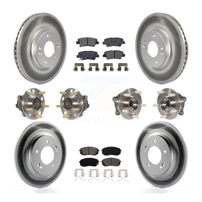 Kit de rotor et de plaquettes de frein à disque revêtus de roulement de moyeu avant et arrière (10 pièces) pour Kia Optim