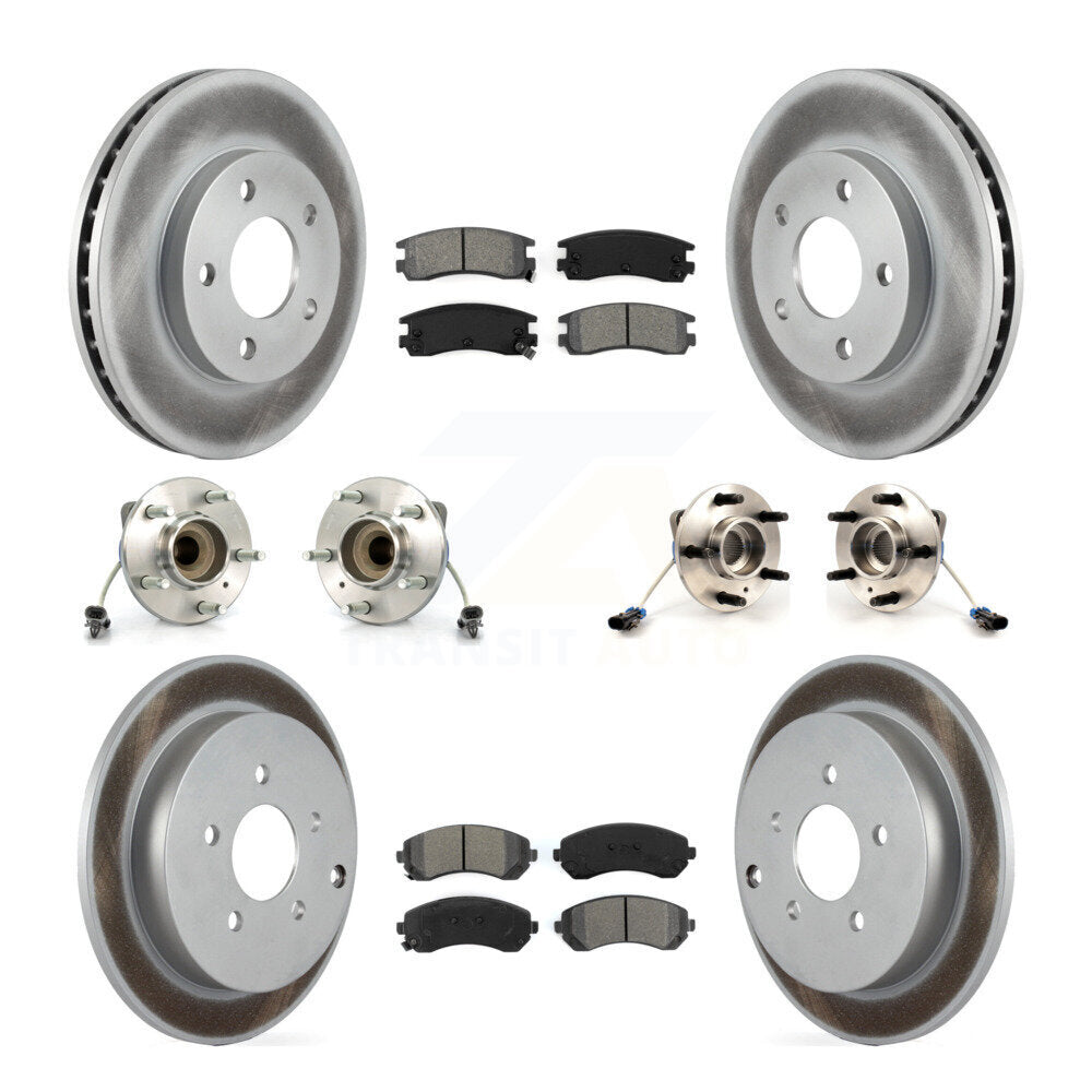 Kit de rotors et plaquettes de frein revêtus de roulement de moyeu avant et arrière (10 pièces) pour Buick Rendezvou