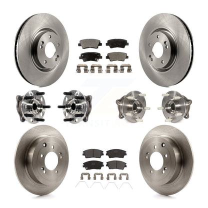 Kit de rotors et plaquettes de frein à disque, roulements de moyeu avant et arrière (10 pièces) pour Kia Sportage
