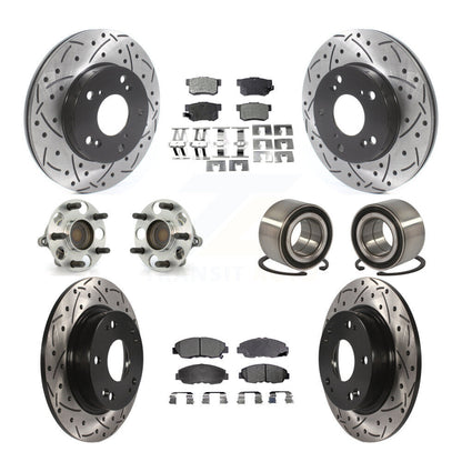 Kit de rotors et plaquettes de frein à disque revêtus de roulement de moyeu avant et arrière (10 pièces) pour Honda Civi