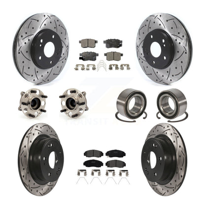 Kit de plaquettes de rotor de frein enduites de roulement de moyeu avant et arrière (10 pièces) pour Honda Accord Acur