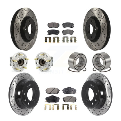 Kit de plaquettes de rotor de frein enduites de roulement de moyeu avant et arrière (10 pièces) pour Hyundai Tucson Ki