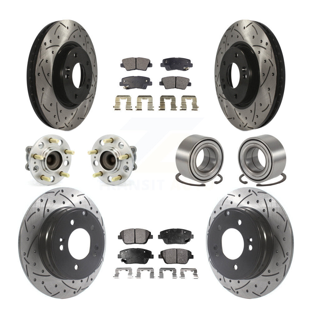 Kit de plaquettes de rotor de frein enduites de roulement de moyeu avant et arrière (10 pièces) pour Hyundai Sonata Ki
