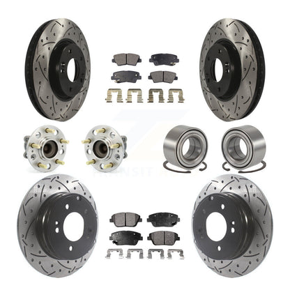 Kit de plaquettes de rotor de frein enduites de roulement de moyeu avant et arrière (10 pièces) pour Hyundai Sonata Ki