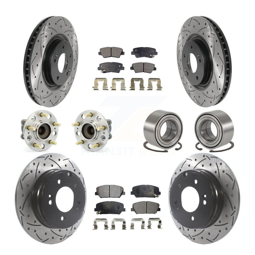 Kit de rotor et de plaquettes de frein revêtus de roulement de moyeu avant et arrière (10 pièces) pour Kia Optima 2.0