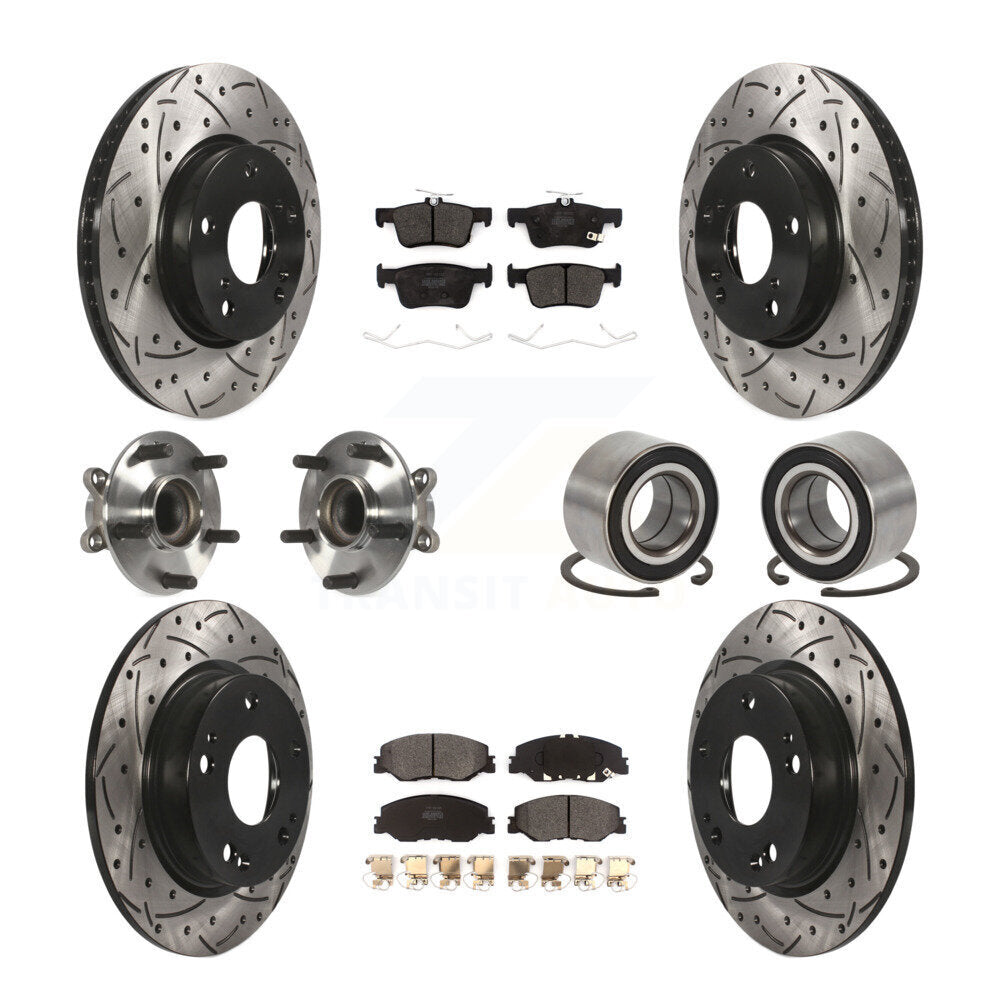 Kit de plaquettes de rotor de frein revêtues de roulement de moyeu avant et arrière (10 pièces) pour Honda Insigh 19-22