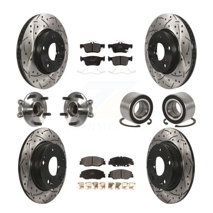 Kit de plaquettes de rotor de frein revêtues de roulement de moyeu avant et arrière (10 pièces) pour Honda Insigh 19-22