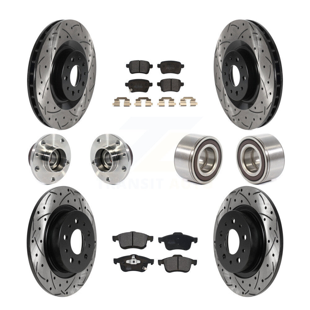 Kit de plaquettes de rotor de frein revêtues de roulement de moyeu avant et arrière (10 pièces) pour Fiat 500 2014 – 2018