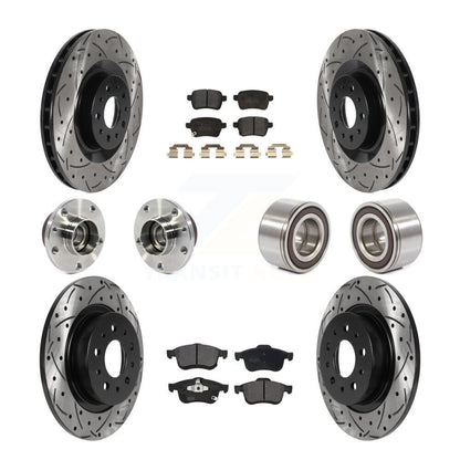 Kit de plaquettes de rotor de frein revêtues de roulement de moyeu avant et arrière (10 pièces) pour Fiat 500 2014 – 2018