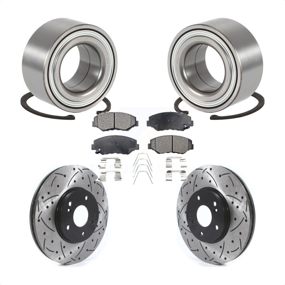 Kit de rotor et de plaquettes de frein à fente percée pour roulement de roue avant, pour Honda Pilo 2003 – 2004