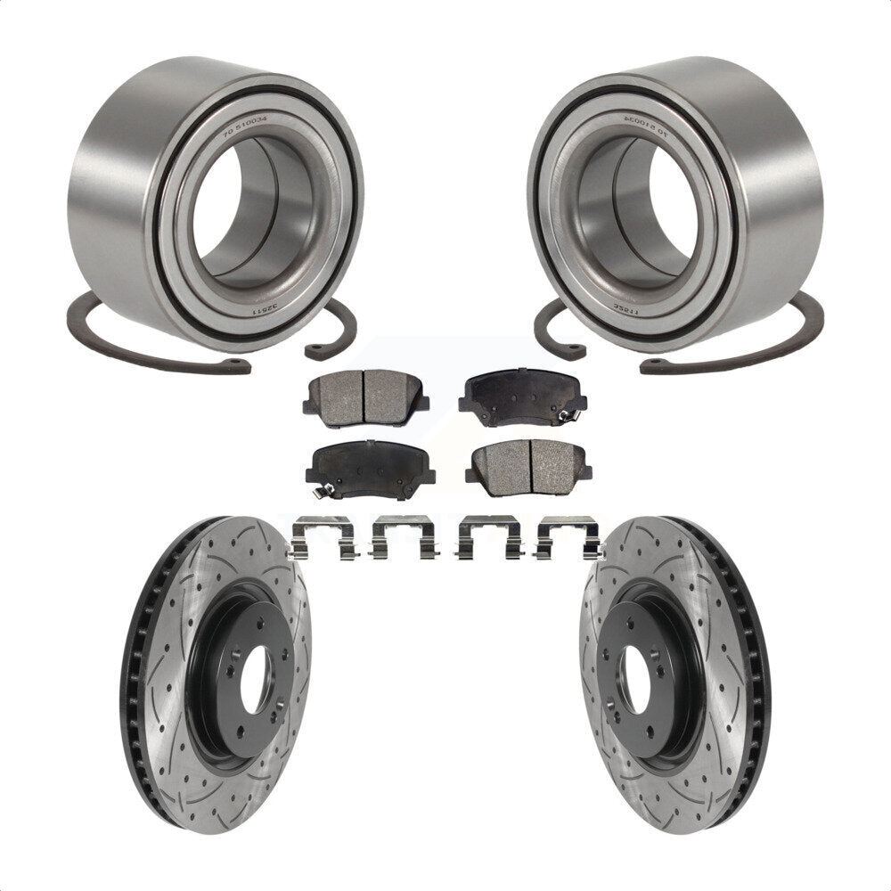 Kit de plaquettes de Rotor de frein, roulement de roue avant, fente percée, pour Hyundai Azer 2012 – 2017
