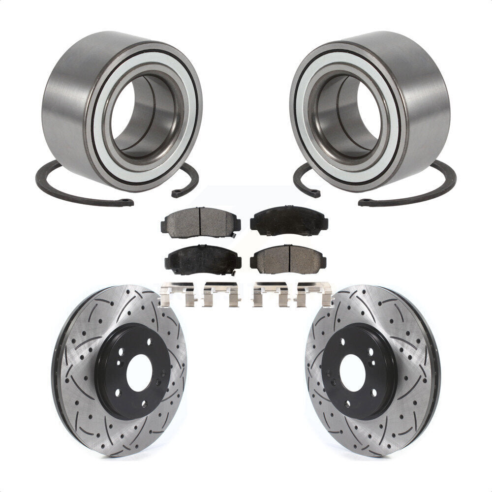 Kit de rotor et de plaquettes de frein à fente percé avec roulement de roue avant pour Acura TL C