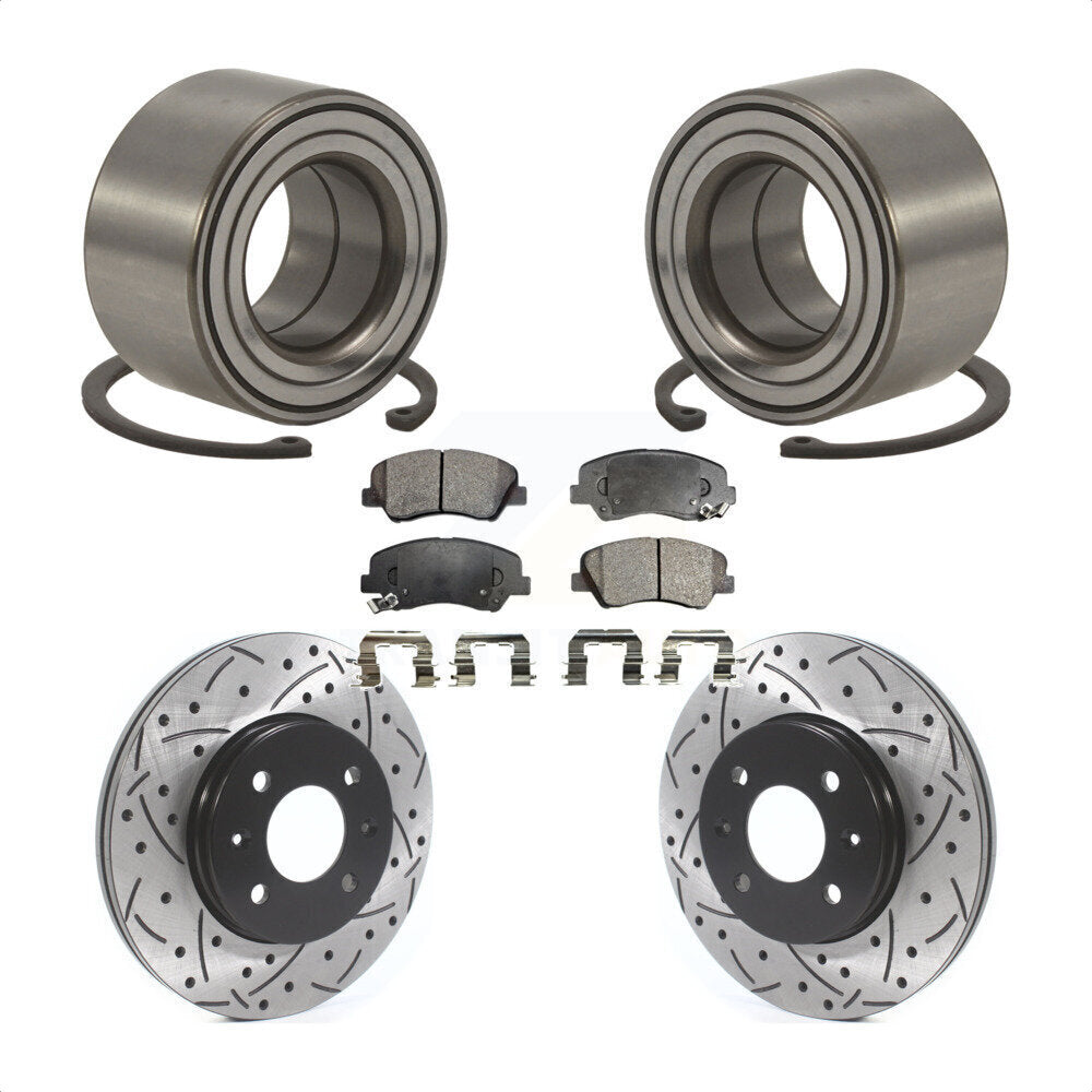 Kit de plaquettes de Rotor de frein, fente de perçage, roulement de roue avant, pour Hyundai Accen 2012 – 2017