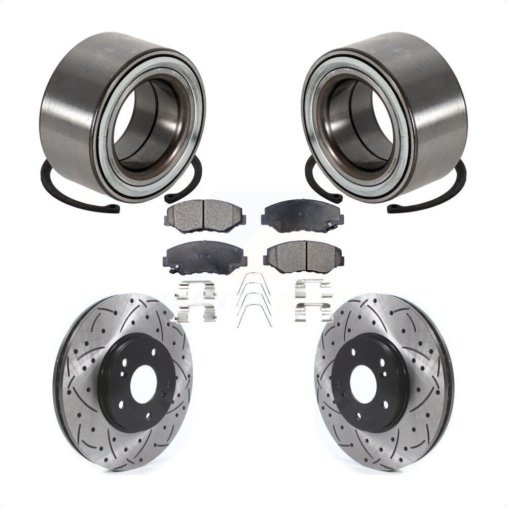 Kit de rotor et de plaquettes de frein à fente percée pour roulement de roue avant, pour Honda Pilo 2005 – 2008