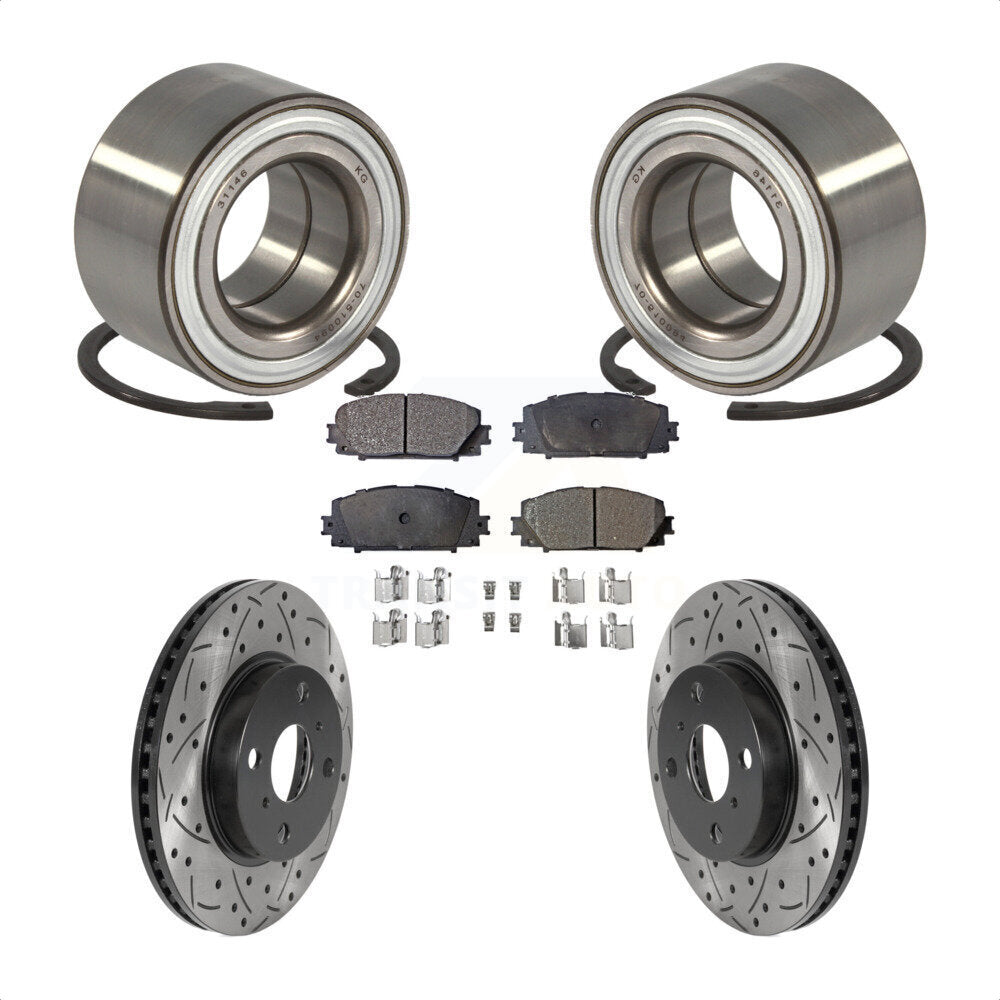 Kit de plaquettes de Rotor de frein, roulement de roue avant, fente percée, pour Toyota Yaris Prius C i