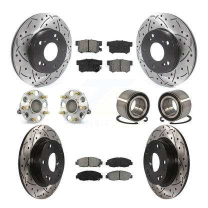 Kit de rotors et plaquettes de frein à disque revêtus de roulement de moyeu avant et arrière (10 pièces) pour Honda Civi