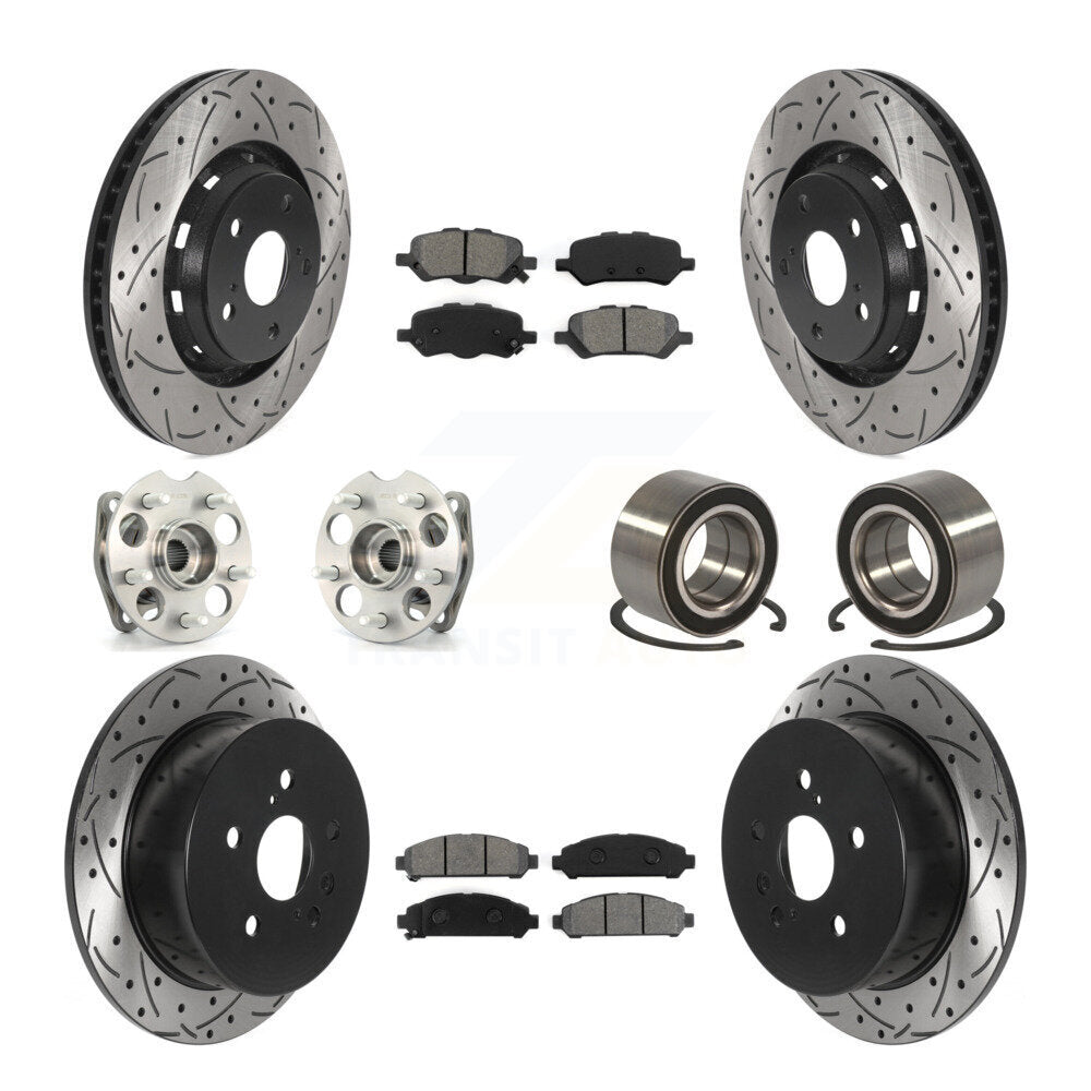 Kit de rotors et plaquettes de frein revêtus de roulement de moyeu avant et arrière (10 pièces) pour Toyota Venza AW