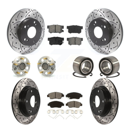 Kit de rotors et plaquettes de frein à disque revêtus de roulement de moyeu avant et arrière (10 pièces) pour Honda Civi