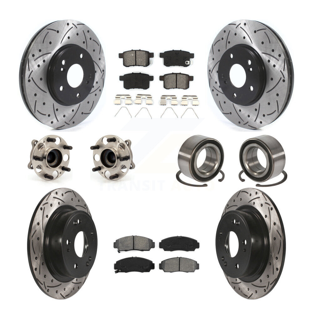 Kit de plaquettes de rotor de frein enduites de roulement de moyeu avant et arrière (10 pièces) pour Honda Accord Acur