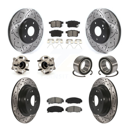 Kit de plaquettes de rotor de frein enduites de roulement de moyeu avant et arrière (10 pièces) pour Honda Accord Acur