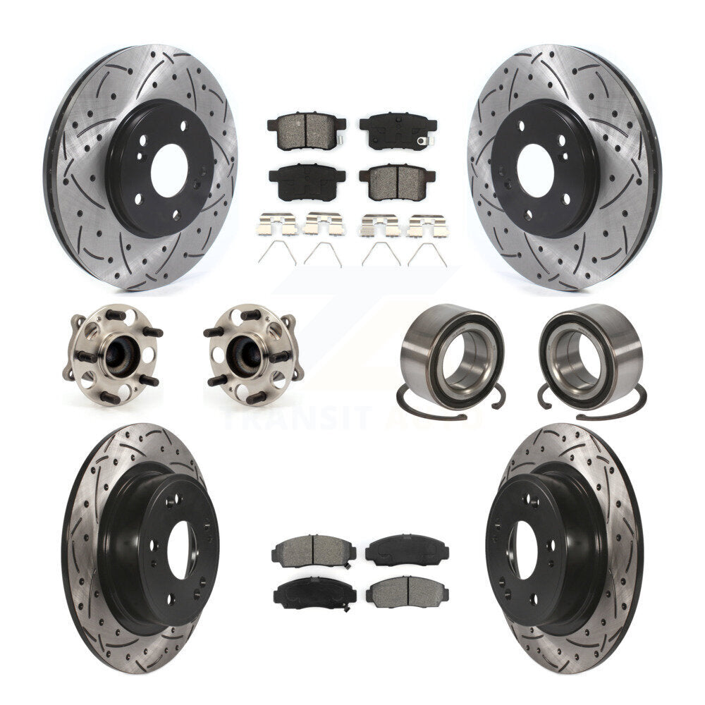Kit de plaquettes de rotor de frein enduites de roulement de moyeu avant et arrière (10 pièces) pour Honda Accord Acur