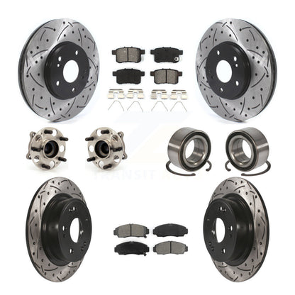 Kit de plaquettes de rotor de frein enduites de roulement de moyeu avant et arrière (10 pièces) pour Honda Accord Acur