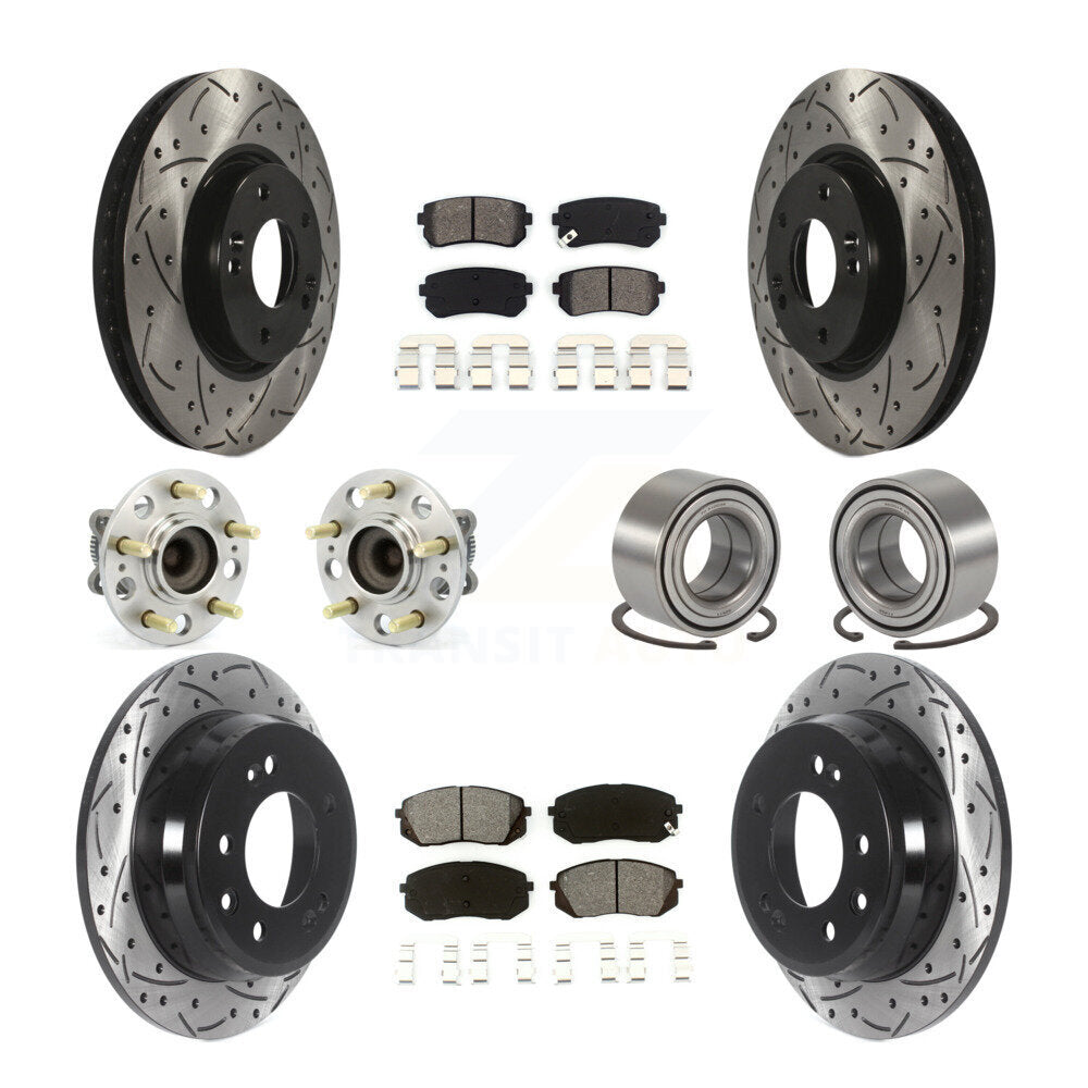 Kit de plaquettes de rotor de frein enduites de roulement de moyeu avant et arrière (10 pièces) pour Hyundai Tucson Ki