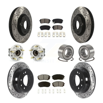 Kit de plaquettes de rotor de frein enduites de roulement de moyeu avant et arrière (10 pièces) pour Hyundai Tucson Ki