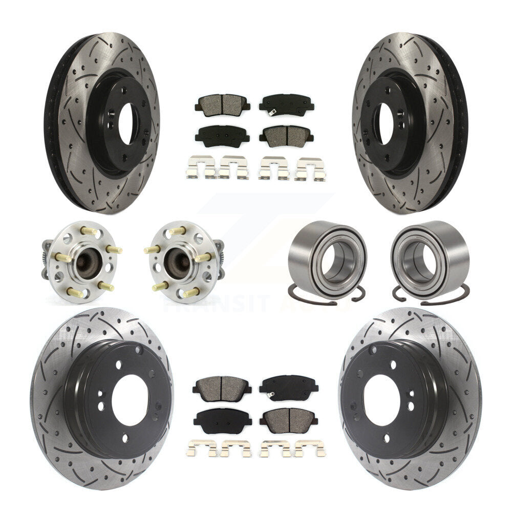 Kit de plaquettes de rotor de frein enduites de roulement de moyeu avant et arrière (10 pièces) pour Hyundai Sonata Ki