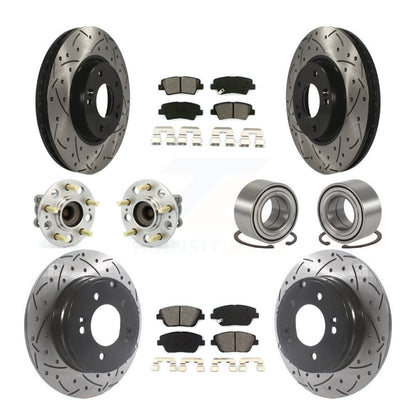 Kit de plaquettes de rotor de frein enduites de roulement de moyeu avant et arrière (10 pièces) pour Hyundai Sonata Ki