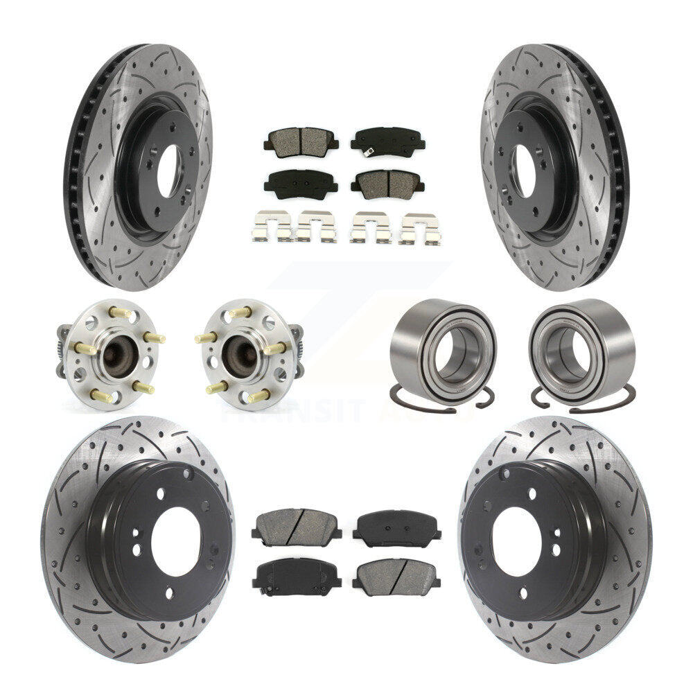 Kit de rotor et de plaquettes de frein revêtus de roulement de moyeu avant et arrière (10 pièces) pour Kia Optima 2.0