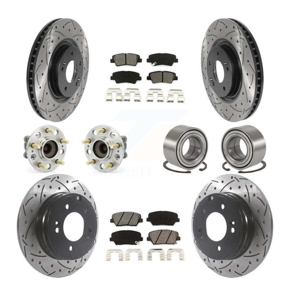 Kit de plaquettes de rotor de frein à disque revêtues de roulement de moyeu avant et arrière (10 pièces) pour Hyundai Azer