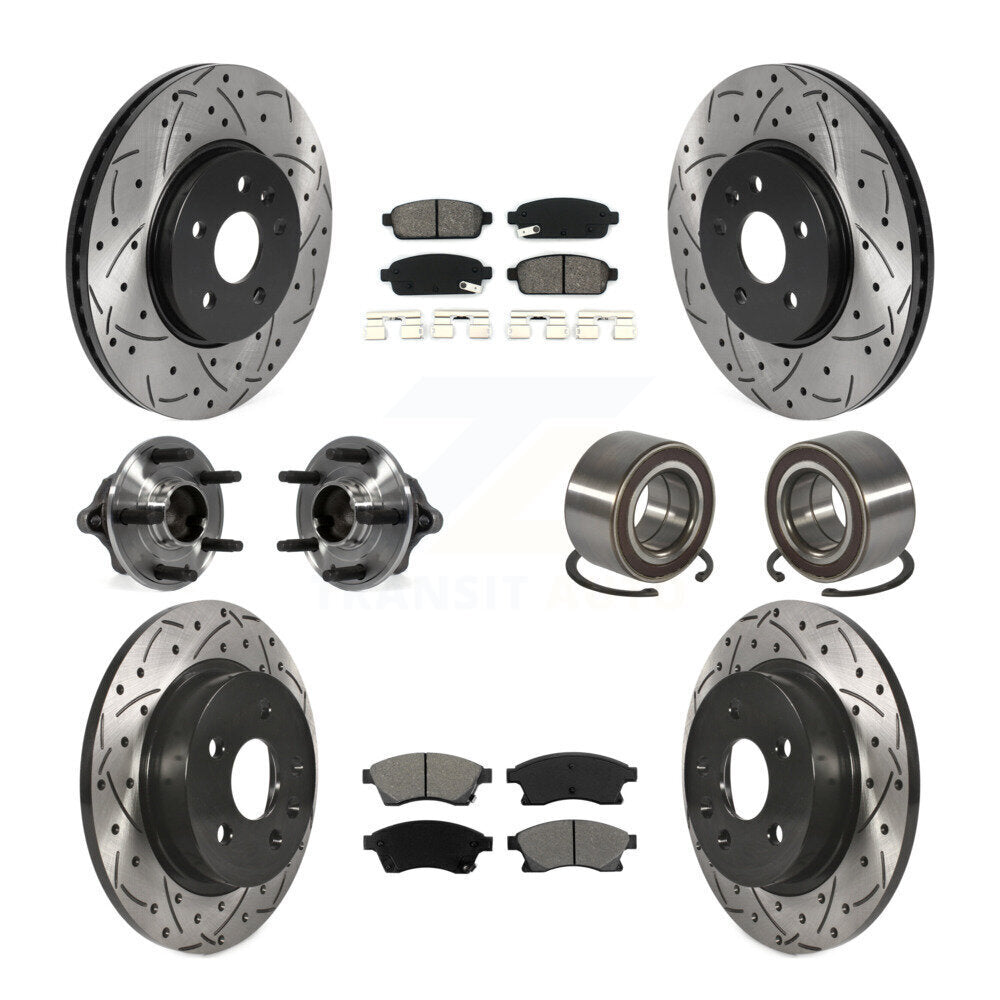 Kit de plaquettes de rotor de frein enduites de roulement de moyeu avant et arrière (10 pièces) pour Chevrolet Sonic R