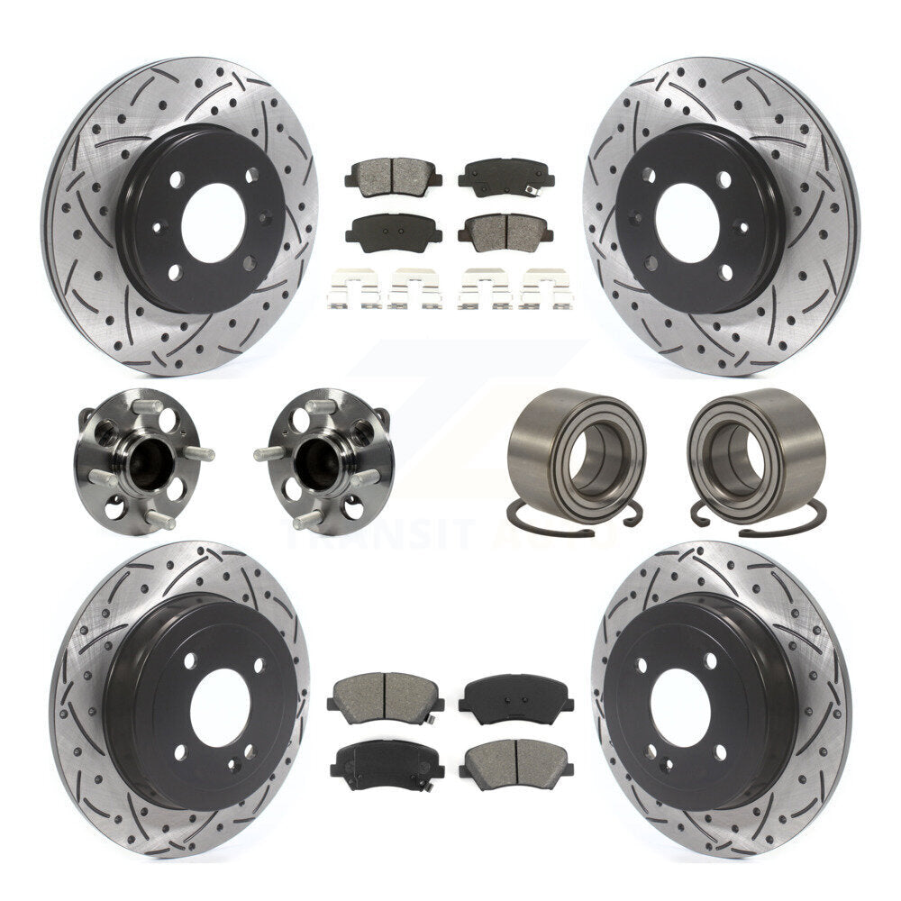 Kit de plaquettes de rotor de frein, roulement de moyeu avant et arrière (10 pièces) pour Hyundai Accen 12-17