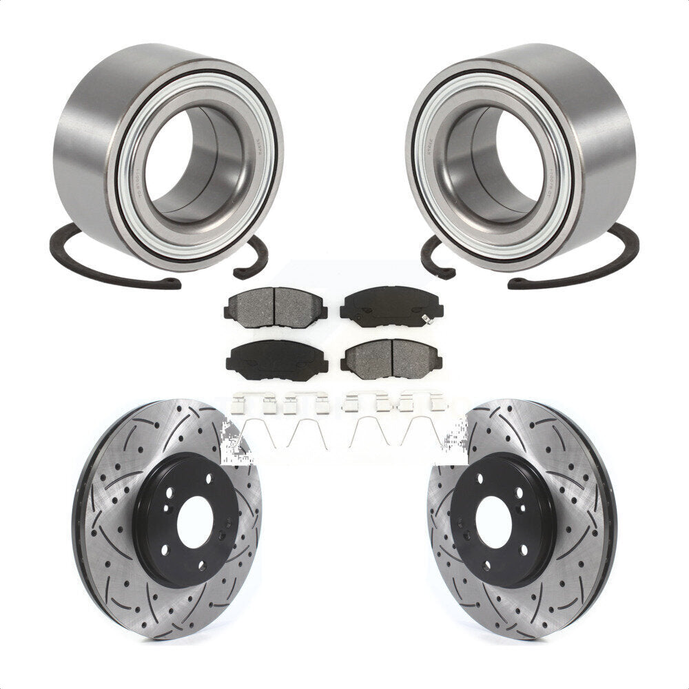 Kit de rotor et de plaquettes de frein à fente percée pour roulement de roue avant, pour Honda Pilo 2003 – 2004