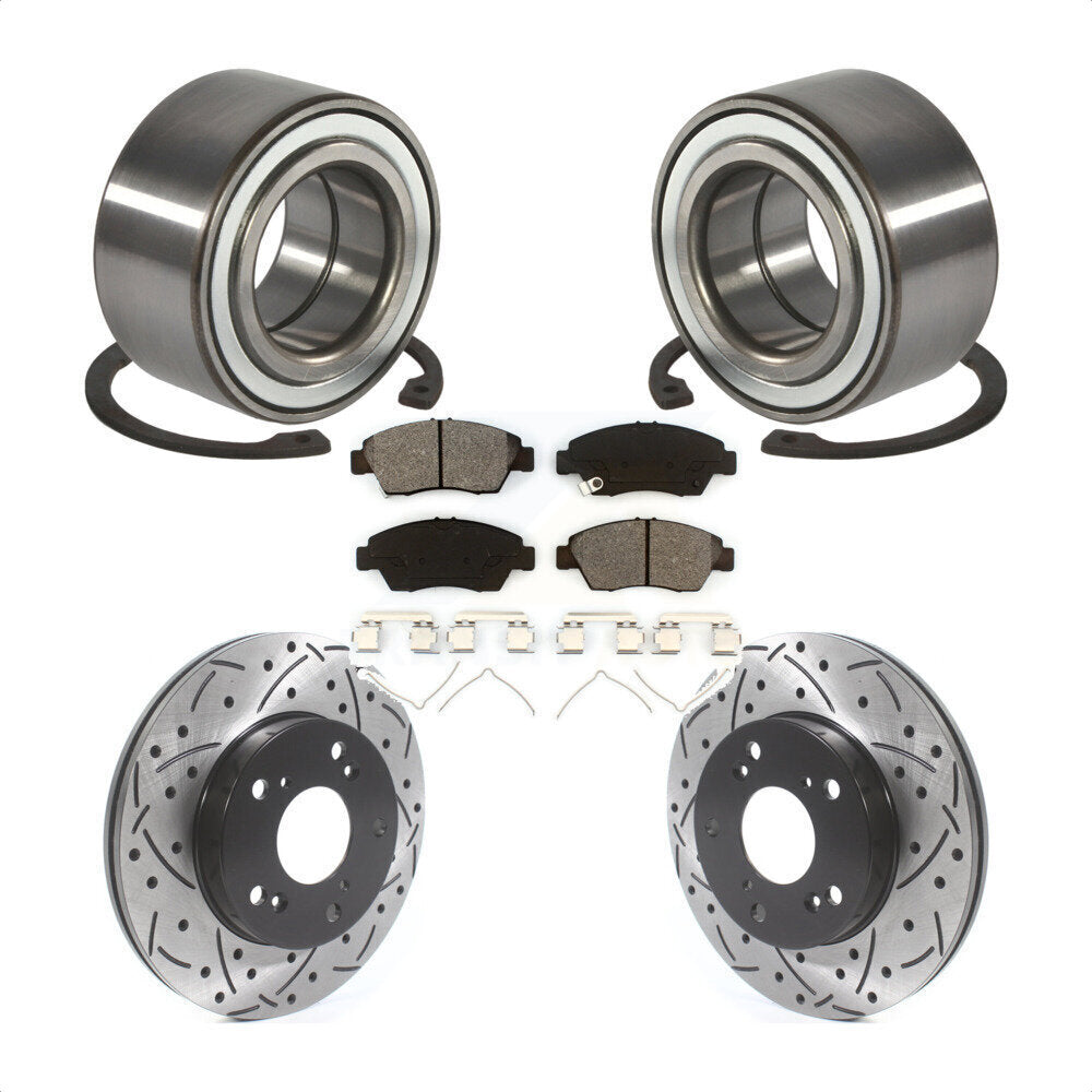 Kit de plaquettes de Rotor de frein, roulement de roue avant, fente de perçage, pour Honda Civic Si 2004