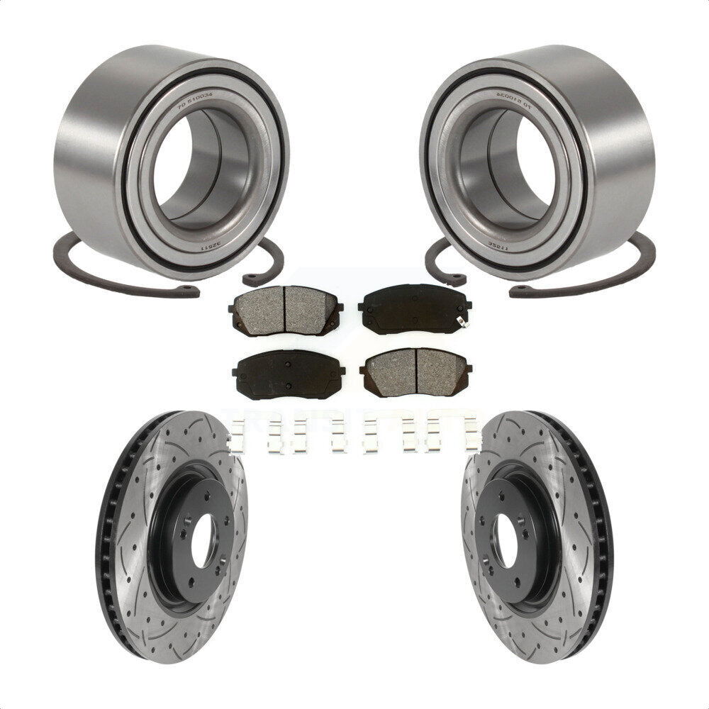 Kit de plaquettes de Rotor de frein avec fente de perçage revêtue de roulement de roue avant, pour Hyundai Tucson Ki