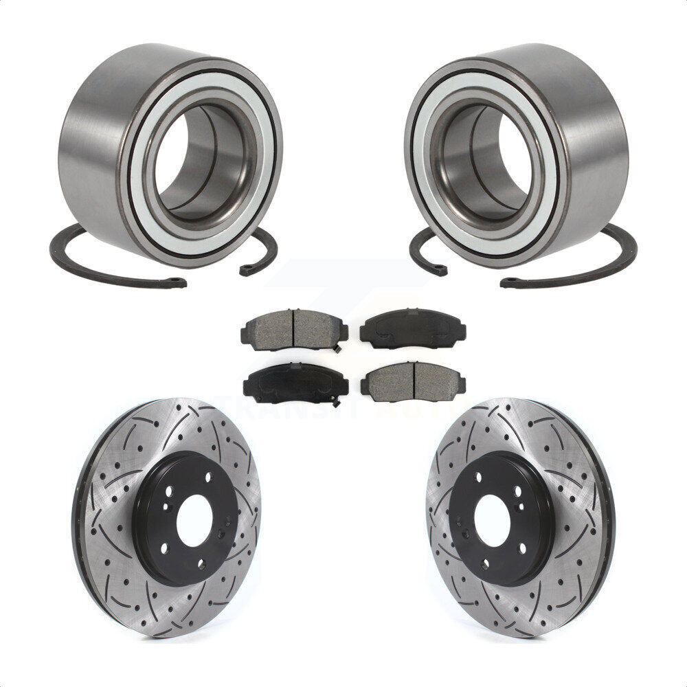 Kit de rotor et de plaquettes de frein à fente percé avec roulement de roue avant pour Acura TL C
