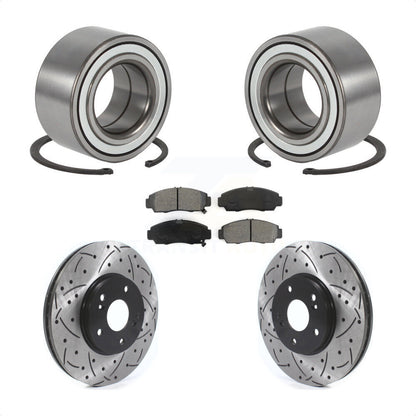 Kit de rotor et de plaquettes de frein à fente percé avec roulement de roue avant pour Acura TL C