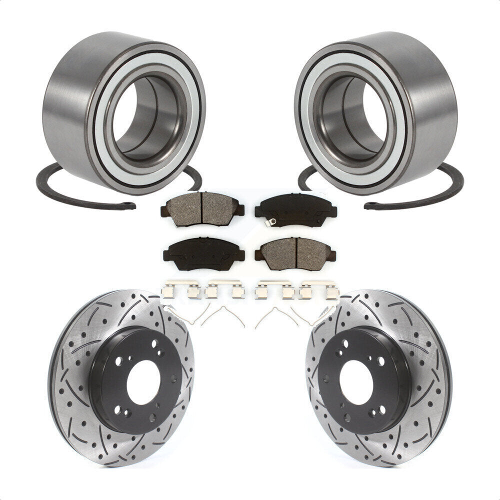 Kit de Rotor et de plaquettes de frein à fente percée, roulement de roue avant, pour Honda Civic Acura RS