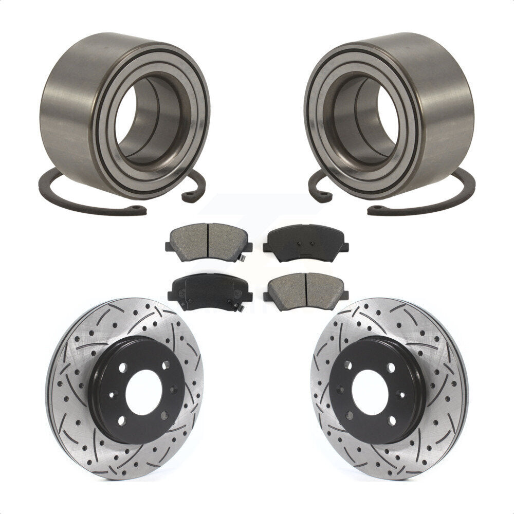 Kit de plaquettes de Rotor de frein, fente de perçage, roulement de roue avant, pour Hyundai Accen 2012 – 2017