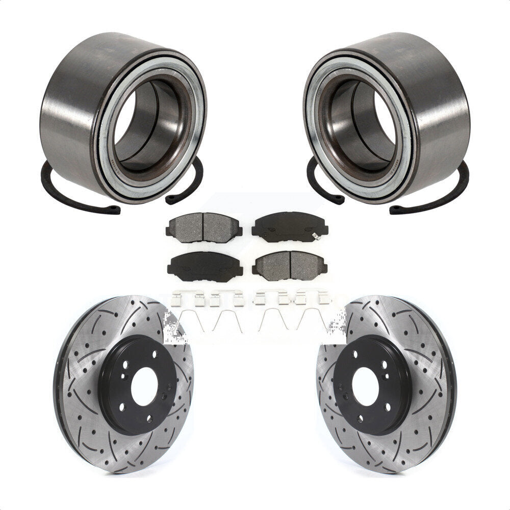 Kit de rotor et de plaquettes de frein à fente percée pour roulement de roue avant, pour Honda Pilo 2005 – 2008