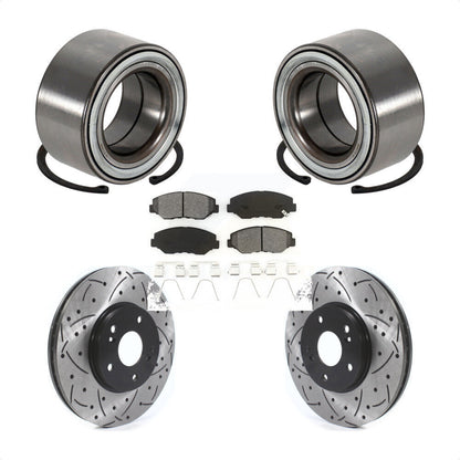 Kit de rotor et de plaquettes de frein à fente percée pour roulement de roue avant, pour Honda Pilo 2005 – 2008