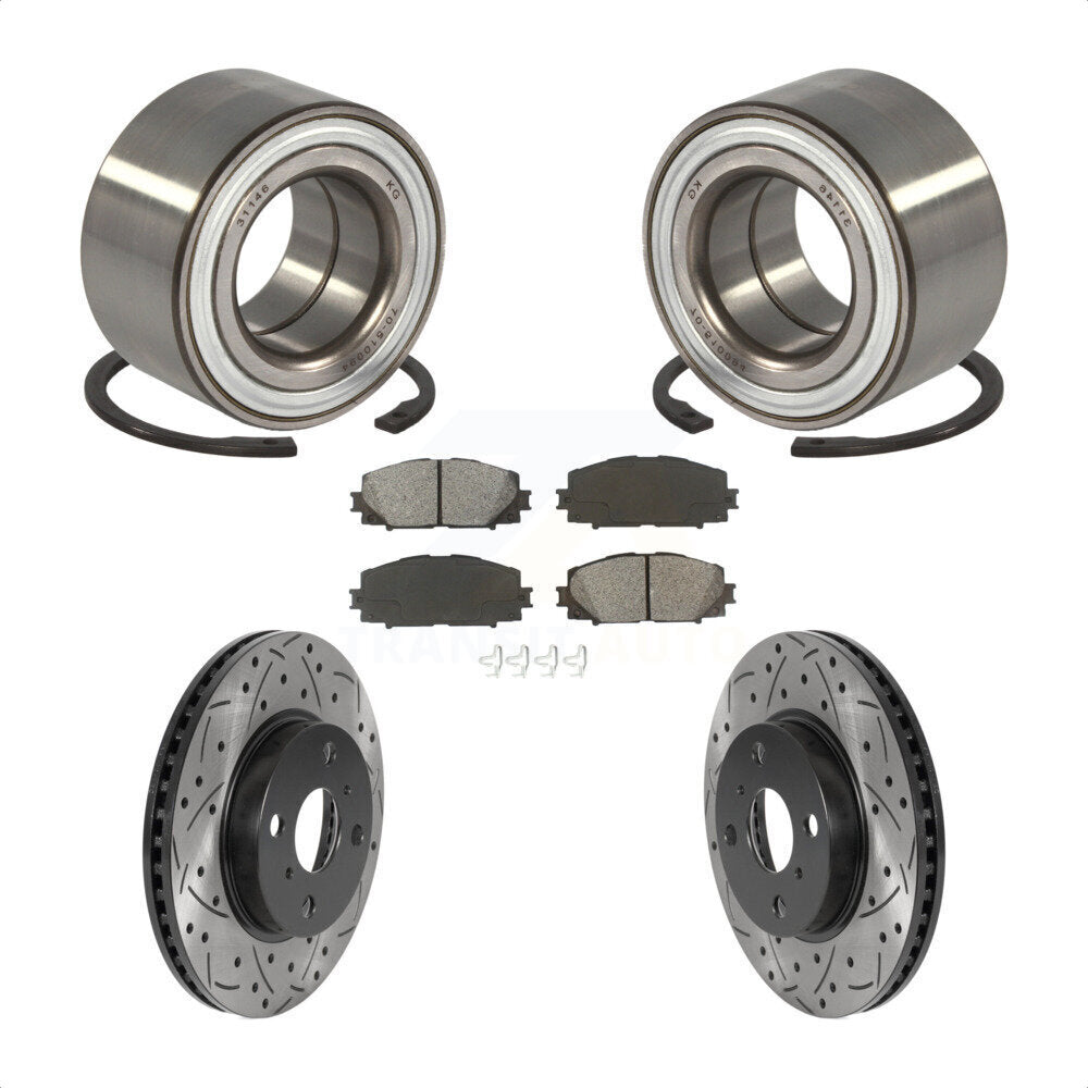 Kit de plaquettes de Rotor de frein, roulement de roue avant, fente percée, pour Toyota Yaris Prius C i