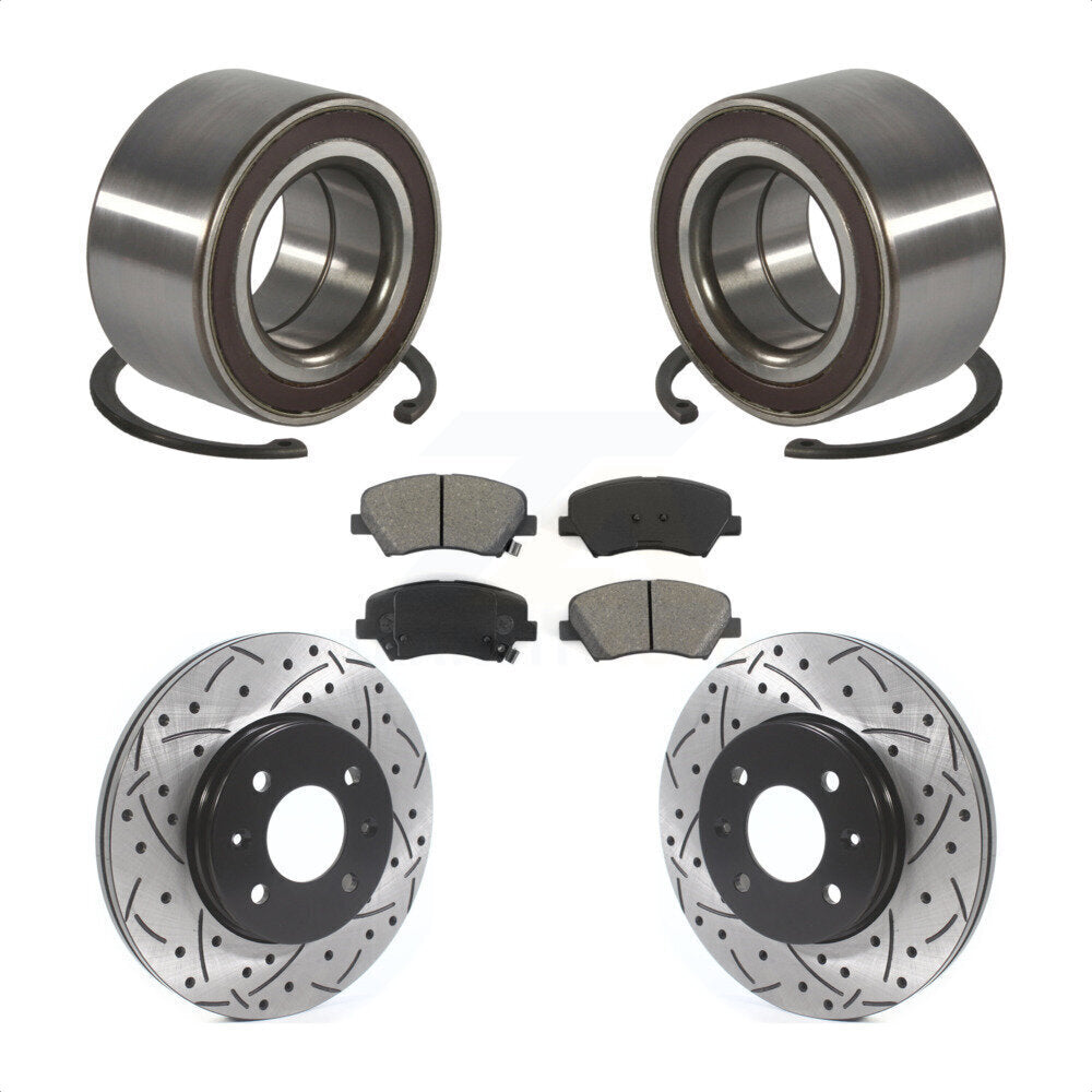 Kit de plaquettes de Rotor de frein à disque fendu percé avec roulement de roue avant pour Kia Ri